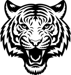 tiger head illustration isolated on white background. Images for logo, label, emblem. Vector illustration.