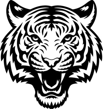 tiger head illustration isolated on white background. Images for logo, label, emblem. Vector illustration.