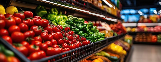Supermarket with shelves of international foods and spices, diverse and colorful, international foods, global food market
