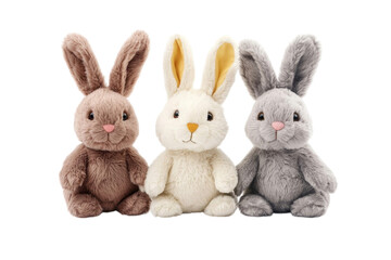 Obraz premium Soft plush rabbit bunny toy isolated on transparent background for children.