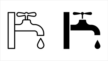 Faucet icon vector set. water tap for sink illustration sign collection on white background
