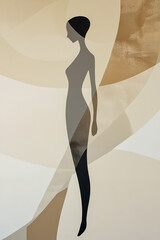 A modern minimalist art piece depicting a beautiful woman.