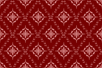 Ikat paisley embroidery on the fabric in Indonesia,India and asian countries, background, curtain, carpet, wallpaper, clothing, wrapping, Batik, vector illustration.
