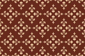 Ikat paisley embroidery on the fabric in Indonesia,India and asian countries, background, curtain, carpet, wallpaper, clothing, wrapping, Batik, vector illustration.