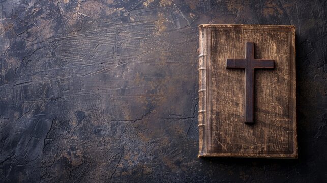 Copy space with a cross and copy of the Book of Nahum, perfect for sharing stories of judgment or deliverance