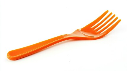 A plastic fork placed on a clean white background, ideal for kitchenware and eco-friendly product imagery.