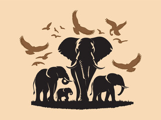 Elephant silhouette vector art white background And  mandala line art illustration pattern art tattoo,