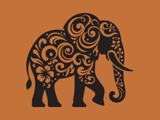 Elephant silhouette vector art white background And  mandala line art illustration pattern art tattoo,