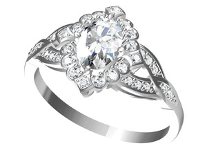 Fototapeta premium Wedding ring 3D rendering (high resolution 3D image)