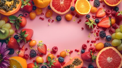 Festive spring fruit display featuring open space for your customized content