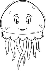 adorable jellyfish cartoon outline