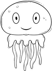 adorable jellyfish cartoon outline