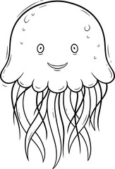 adorable jellyfish cartoon outline