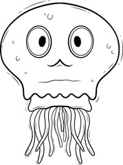 adorable jellyfish cartoon outline