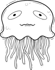 adorable jellyfish cartoon outline