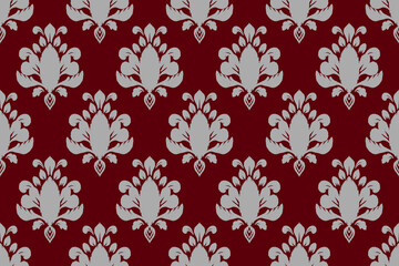 Ikat paisley embroidery on the fabric in Indonesia,India and asian countries, background, curtain, carpet, wallpaper, clothing, wrapping, Batik, vector illustration.