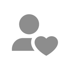 Favorite contact with heart vector icon. Hearted avatar person symbol.