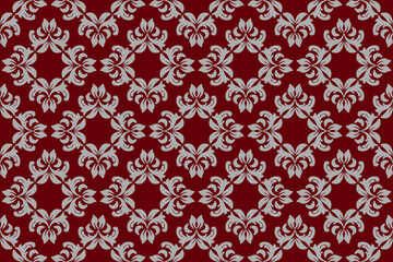 Ikat paisley embroidery on the fabric in Indonesia,India and asian countries, background, curtain, carpet, wallpaper, clothing, wrapping, Batik, vector illustration.