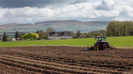 Naklejka premium Tractor Working Field