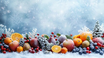 Seasonal winter fruit scene crafted with copy space for your text or graphics