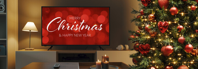 Christmas wishes on the TV screen