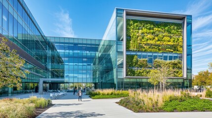 Obraz premium Modern Office Building with Green Wall