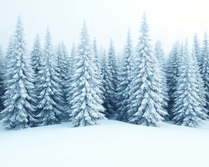 Snowcovered forest illuminated by the soft glow of the moon, peaceful winter night
