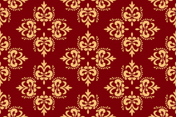 Ikat paisley embroidery on the fabric in Indonesia,India and asian countries, background, curtain, carpet, wallpaper, clothing, wrapping, Batik, vector illustration.