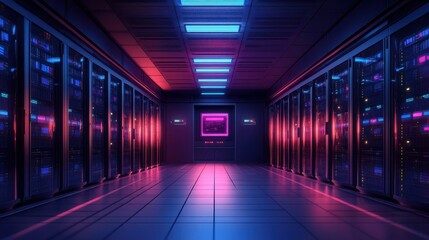 Stylized representation of a secure server room with advanced technology, reinforcing the concept of safeguarding critical data assets.