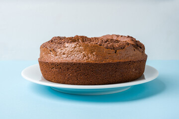 Top view of cocoa, walnut, chocolate carrot and cinnamon bundt cake