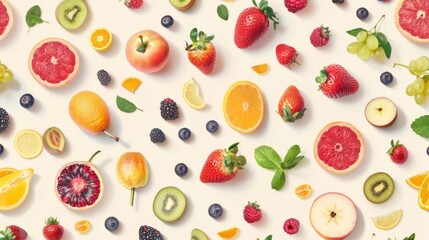 Wholesome summer fruit pattern arranged in a scattered design