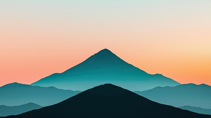 Mountain silhouette against a gradient sky at sunset, scenic and tranquil view.