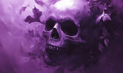 Violet Skull Creepy Wallpaper