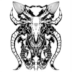 Demonic Skull with Intricate Horns with 