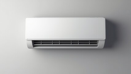 A split-type air conditioner, showcasing parts of an home AC system in a minimalistic wall mount