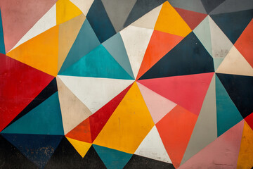  colorful wall with many different shapes and colors. The wall is a piece of art and has a vibrant and lively feel to it