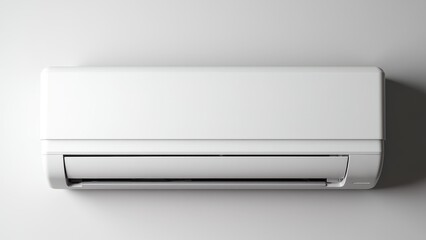 A wall-mounted split system unit, with parts of an home AC system emphasized in a sleek design