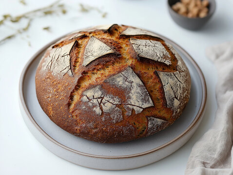 Rye bread, real, minimal and white background.