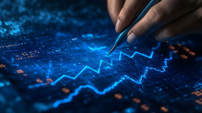 Businessman drawing a growth graph and arrow