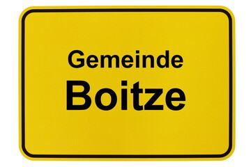 Illustration eines Ortsschildes der Gemeinde Boitze in Niedersachsen