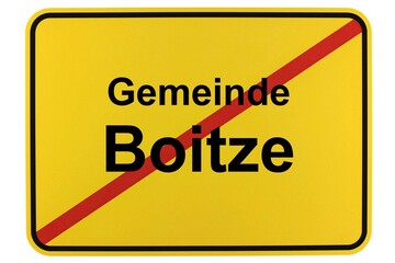 Illustration eines Ortsschildes der Gemeinde Boitze in Niedersachsen