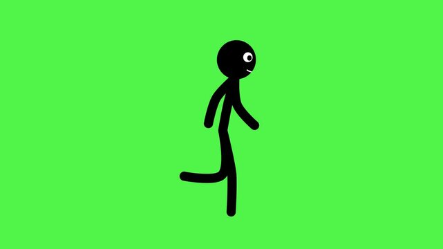2D animation run on green screen -  on Chroma Key Green Background Loop