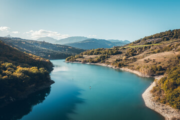 Hiking in autumn and discovery of the landscape of the Drac Himalayan footbridge, in Is&egrave;re and the Auvergne-Rh&ocirc;ne-Alpes region in France