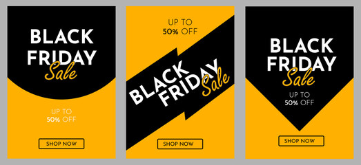 Abstract Black Friday sale vector banner, sale card with an energetic black and yellow theme