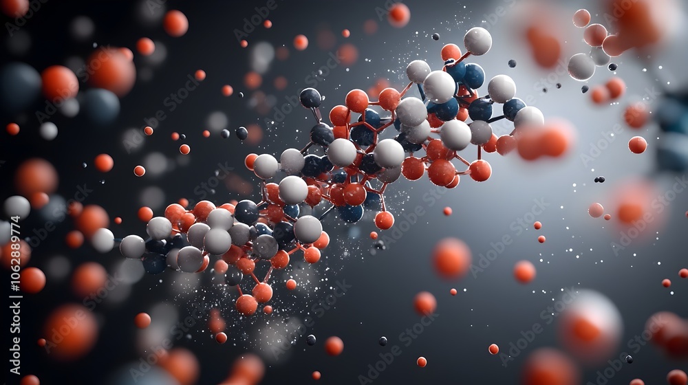 Poster mesmerizing molecular structure showcasing intricate and elegant chemical patterns with a dynamic ge