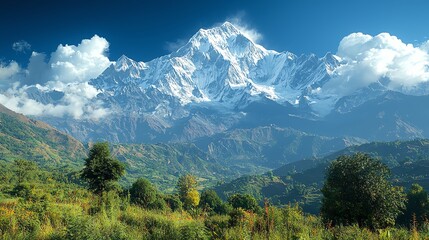 Fototapeta premium Majestic mountain landscape with lush greenery