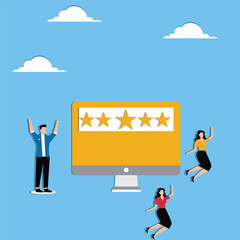 People jumping with joy getting 5 stars rating