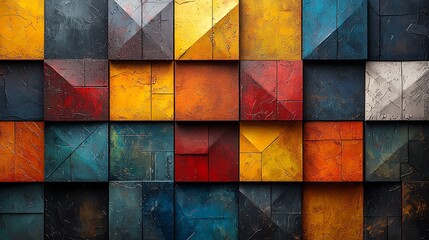 Colorful abstract geometric shapes, white background