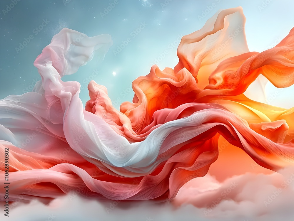 Poster luminous shape shifting molecular structure with fluid forms that adapt to changing conditions creat