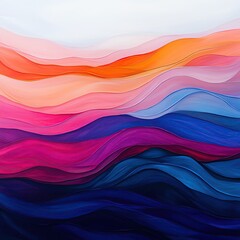 Obraz premium A harmonious abstract painting with overlapping translucent layers in soothing colors, evoking a sense of depth, isolated on a white background, high resolution 8K